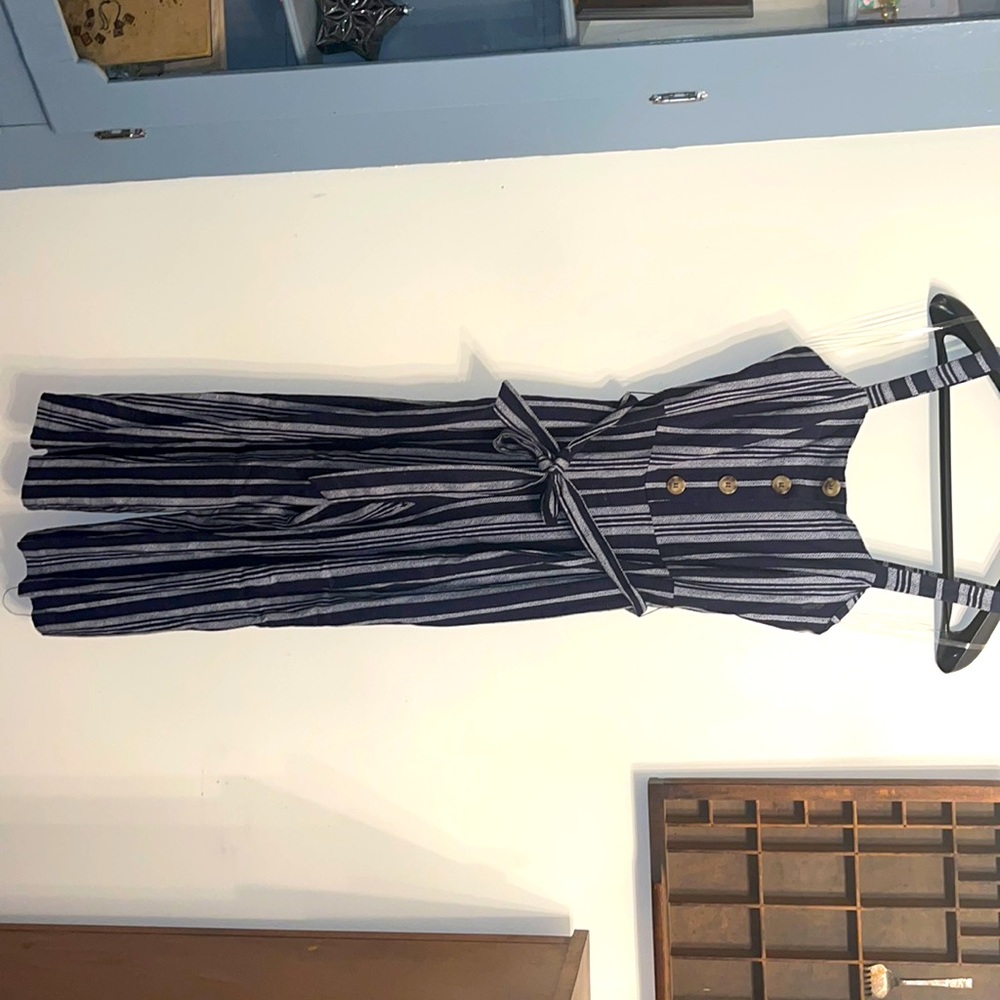 As U Wish Striped Capri Length Jumpsuit Romper